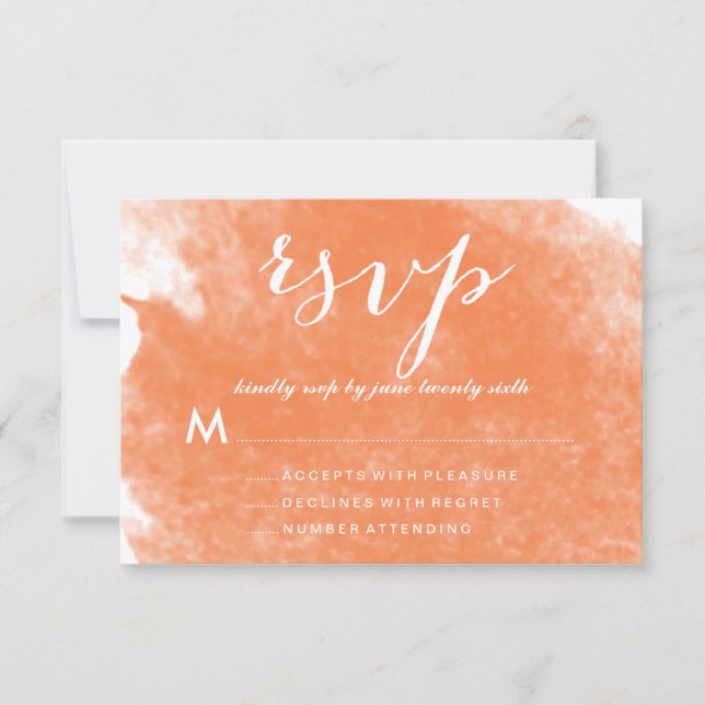 CHIC ORANGE WATERCOLOR WEDDING RSVP CARDS (Front)
