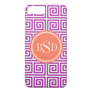 Chic orchid greek key geometric patterns monogram iPhone 8 plus/7 plus case