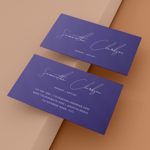 Chic Orchid Purple Minimalist Hand_Lettered Script Business Card