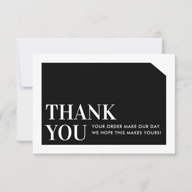 CHIC ORDER INSERT business thank you black white Card (Front)