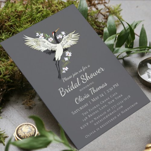 Chic Oriental Crane Bridal Shower Invitation