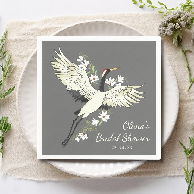 Chic Oriental Crane Bridal Shower Napkins (Creator Uploaded)