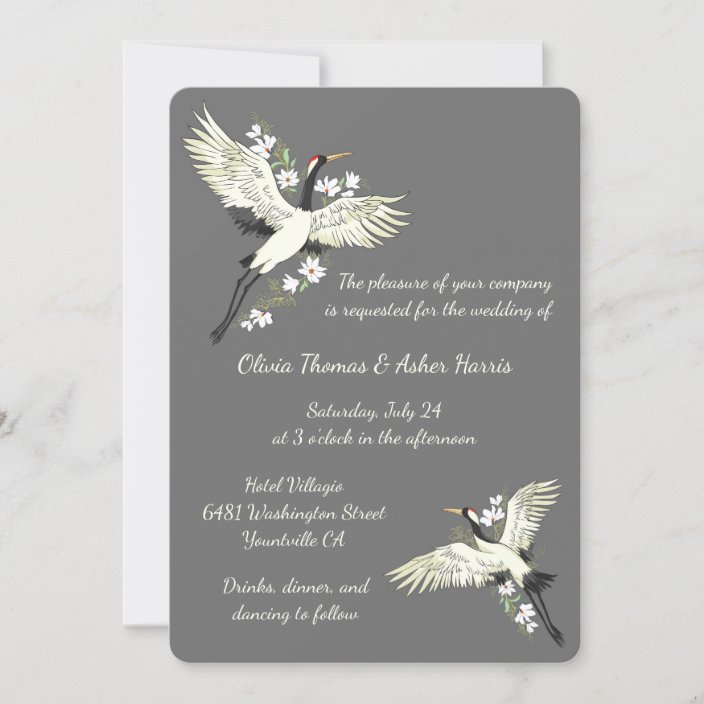 Chic Oriental Crane Wedding Invitation | Zazzle.com