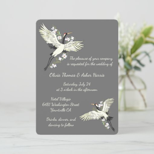 Chic Oriental Crane Wedding Invitation | Zazzle