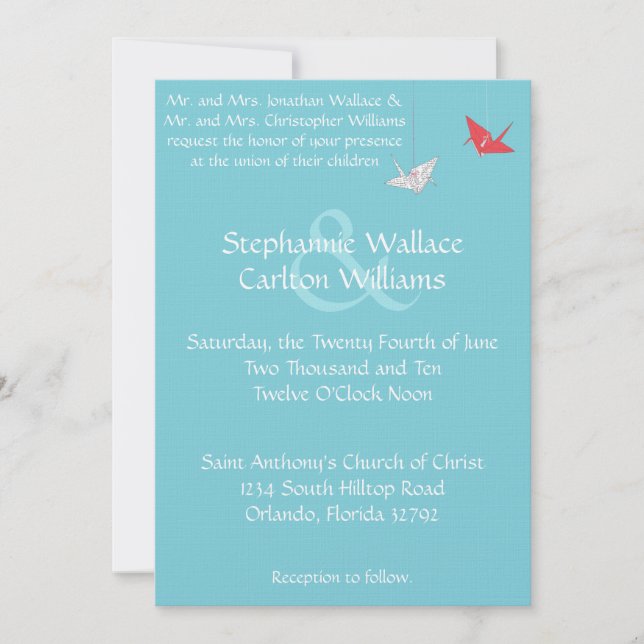 Chic Origami Birds Wedding Invitation (Front)