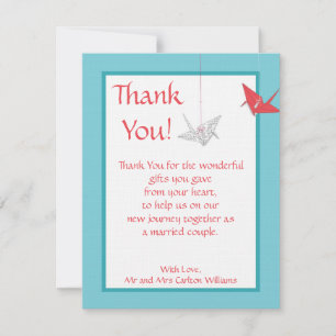 Chic Origami Birds Wedding Thank You Card
