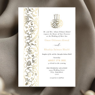 Chic Ornate Floral Gold Islamic Wedding Foil Invitation