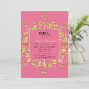 Chic Ornate Gold Floral Bridal Shower Invitation