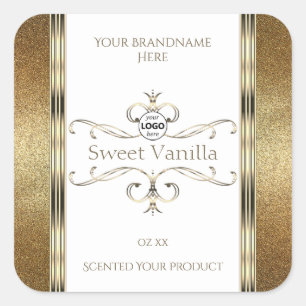 Chic Ornate Gold Glitter White Product Labels Logo
