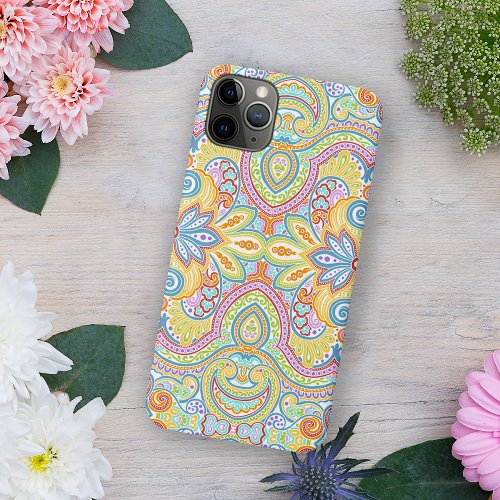 Chic Ornate Oriental Paisley Floral Art Pattern iPhone 13 Pro Max Case