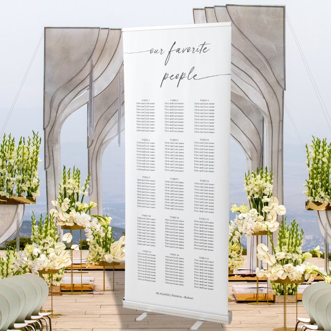 Chic Our Favorite People Wedding Seating Chart Retractable Banner (Creator Uploaded)