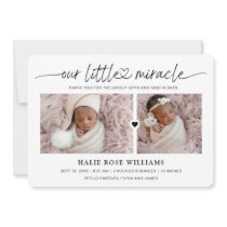 Chic Our Little Miracle Photo Collage Birth Announcement