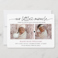 Chic Our Little Miracle Photo Collage Birth Announcement