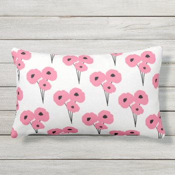 Chic Outdoor Pillow_mod Pink & Black Poppies Lumbar Pillow by GiftMePlease at Zazzle