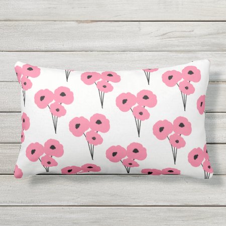 Chic Outdoor Pillow_mod Pink & Black Poppies Lumbar Pillow