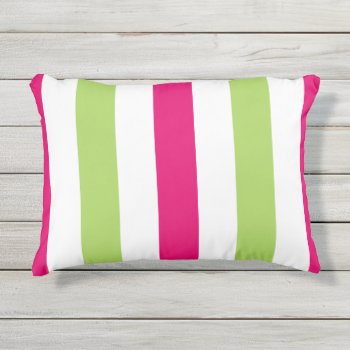 Chic Outdoor Pillow_pretty Green/hot Pink Stripes Outdoor Pillow by GiftMePlease at Zazzle