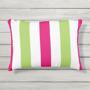 CHIC OUTDOOR PILLOW_PRETTY GREEN/HOT PINK STRIPES PILLOW