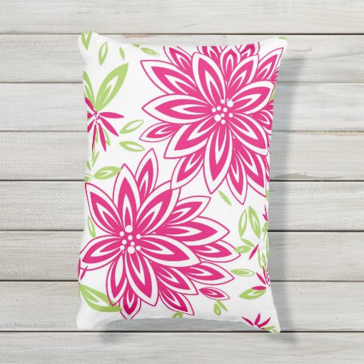 CHIC OUTDOOR PILLOW_PRETTY HOT PINK FLORAL OUTDOOR PILLOW Zazzle