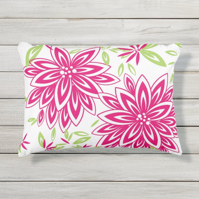 CHIC OUTDOOR PILLOW_PRETTY HOT PINK FLORAL PILLOW (Front)