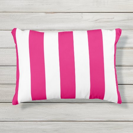 Chic Outdoor Pillow_pretty Hot Pink Stripes Outdoor Pillow