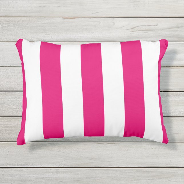CHIC OUTDOOR PILLOW_PRETTY HOT PINK STRIPES PILLOW (Front)