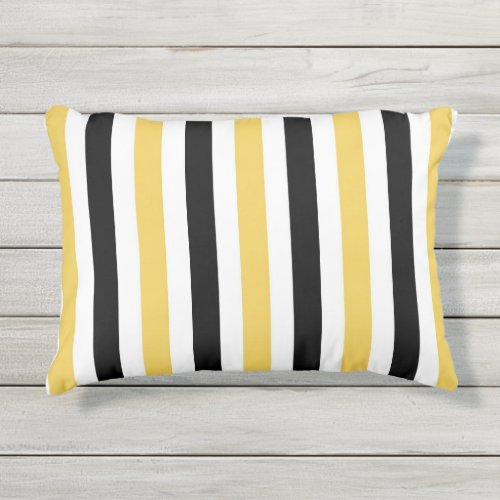 CHIC OUTDOOR PILLOW_YELLOWBLACKWHITE STRIPES OUTDOOR PILLOW