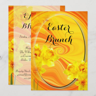 Chic Oval Narcissus Abstract Easter Brunch Invitation
