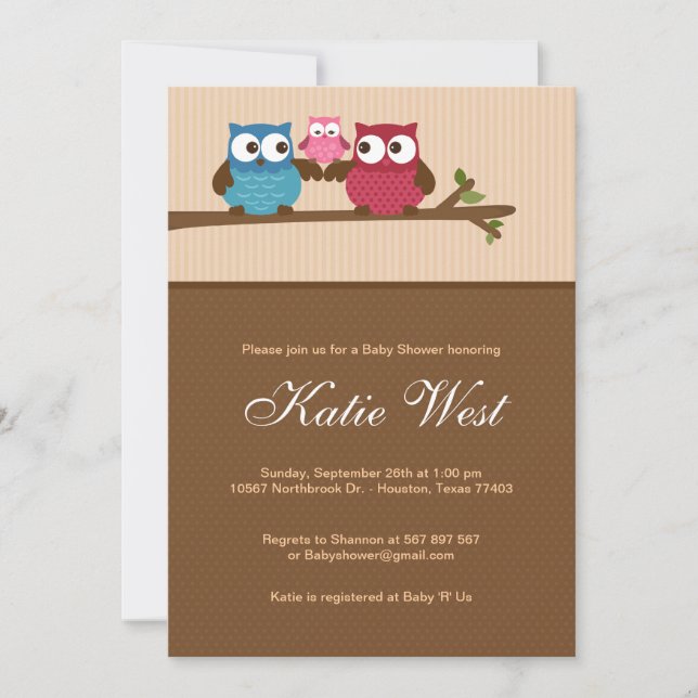 Chic Owls Baby Shower Invitation (Front)
