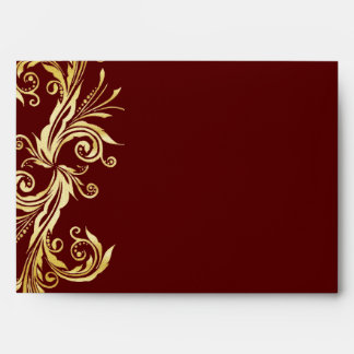 Chic Oxblood and Gold Wedding Envelope