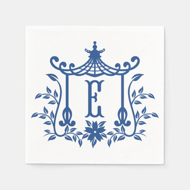 Chic Pagoda Monogram E Napkins (Front)