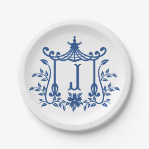 Chic Pagoda Monogram J Paper Plate