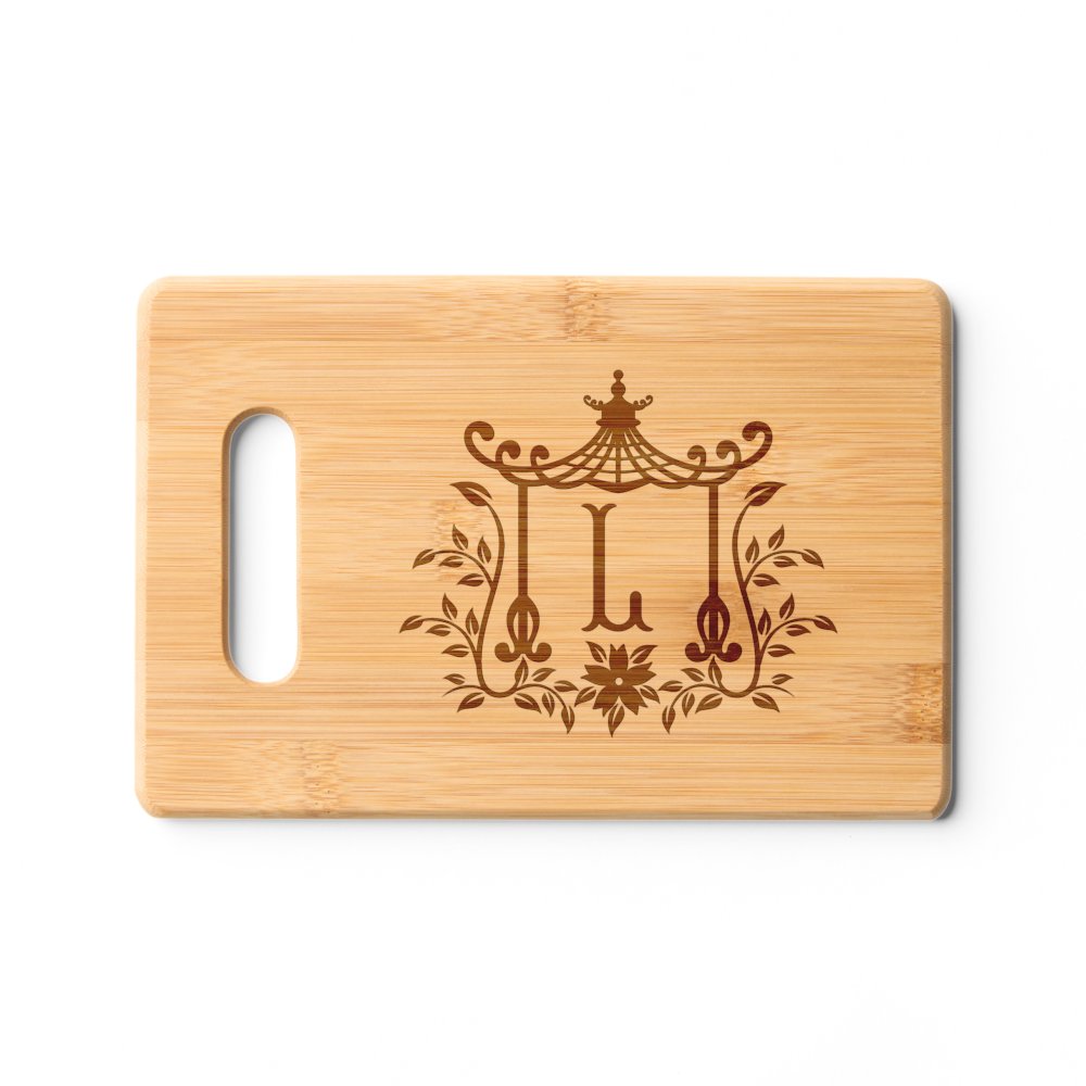 Discover Chic Pagoda Monogram Personalized Cutting Board
