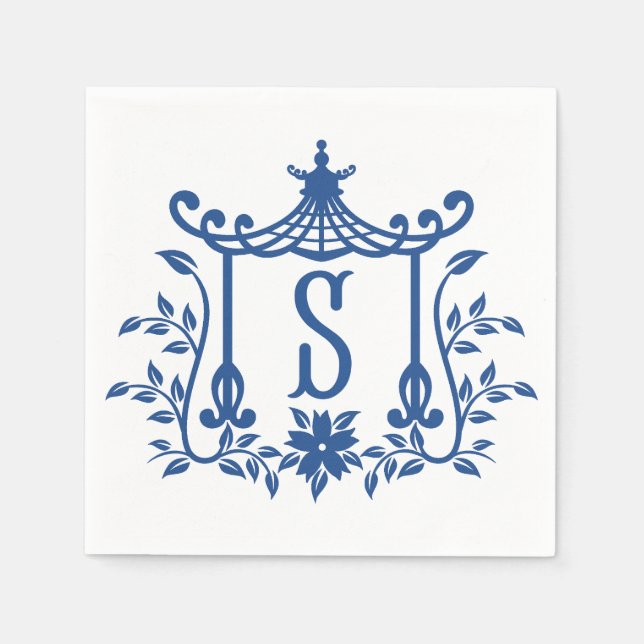 Chic Pagoda Monogram S Napkins (Front)