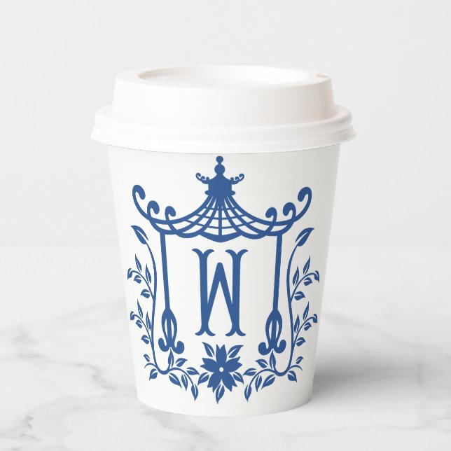 Chic Pagoda Monogram W  Paper Cups (Front)