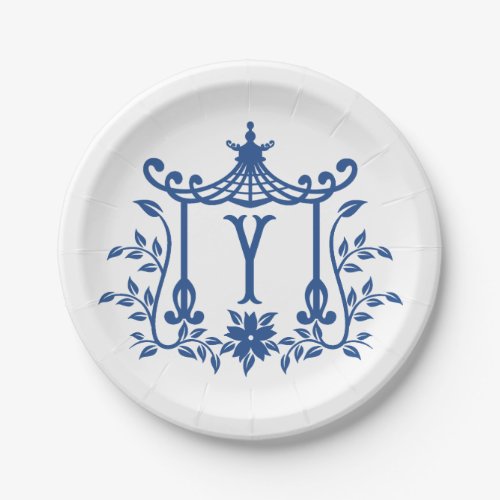 Chic Pagoda Monogram Y Paper Plate