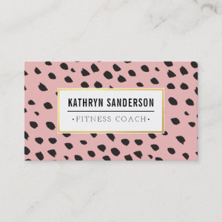 CHIC paint dabs strokes dots black gold coral pink Business Card