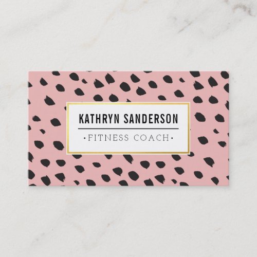 CHIC paint dabs strokes dots black gold coral pink Business Card