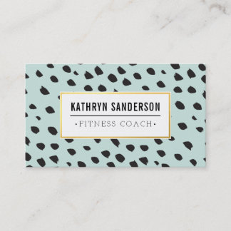 CHIC paint dabs strokes dots black gold mint Business Card