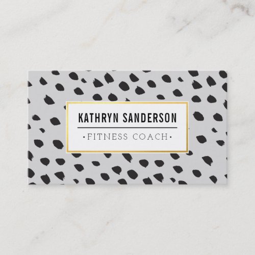 CHIC paint dabs strokes dots black gold pale gray Business Card