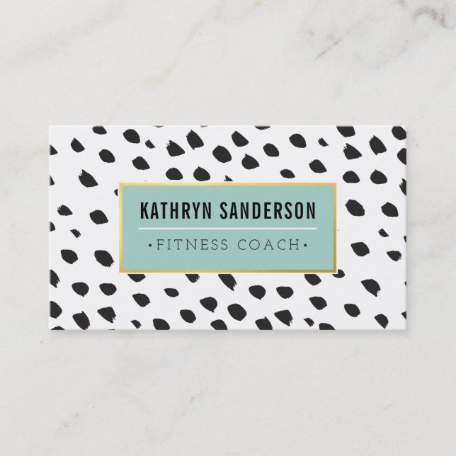 CHIC paint dabs strokes dots black gold pink Business Card (Front)