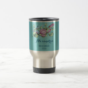 Chic Painted Floral Monogrammed Travel Mug