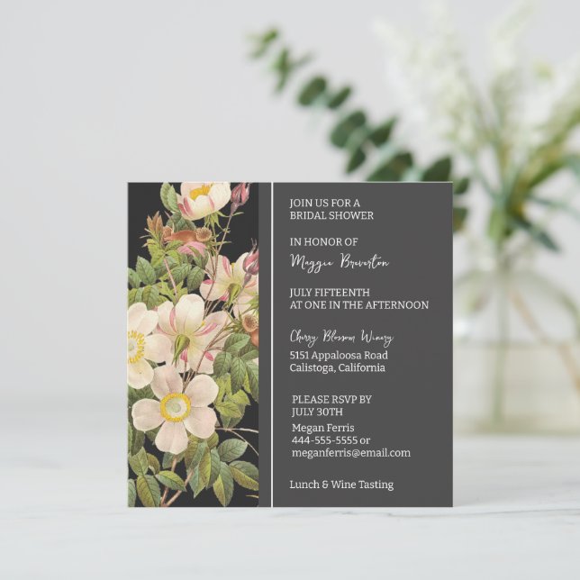 Chic Painted Primrose Bridal Shower Invitation (Standing Front)