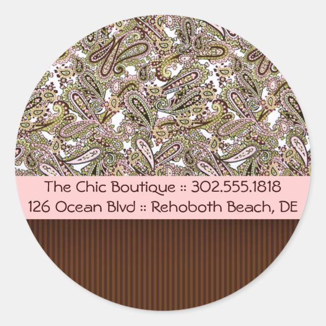Chic Paisley Business Stickers (Front)
