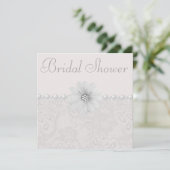 Chic Paisley Lace, Flowers & Pearls Bridal Shower Invitation (Standing Front)