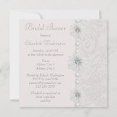 Chic Paisley Lace, Flowers & Pearls Bridal Shower Invitation (Back)