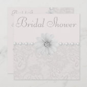 Chic Paisley Lace, Flowers & Pearls Bridal Shower Invitation (Front/Back)