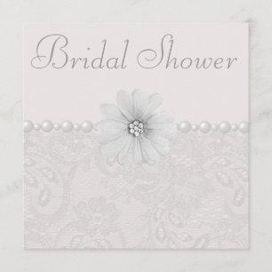 Chic Paisley Lace, Flowers & Pearls Bridal Shower Invitation