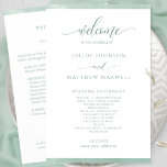 Chic Pale Green Watercolor Frame Wedding Program<br><div class="desc">Elegant pale green Wedding program featuring delicate pale green watercolor border stripes framing your wedding program details. Ability to make text changes and adjustments by selecting customize further. Front with wedding ceremony details, back with wedding party names and thank you message for your guests or any other text you like,...</div>