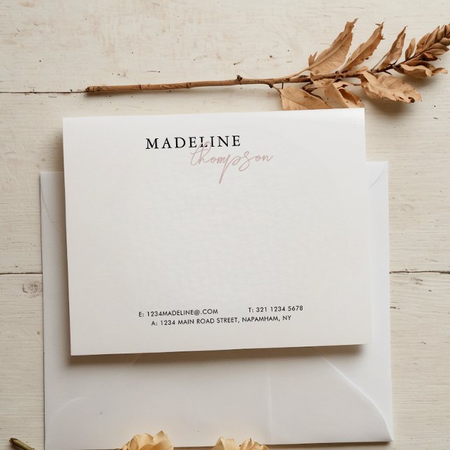 Chic Pale Pink Beige Girly Business Note Card (Creator Uploaded)