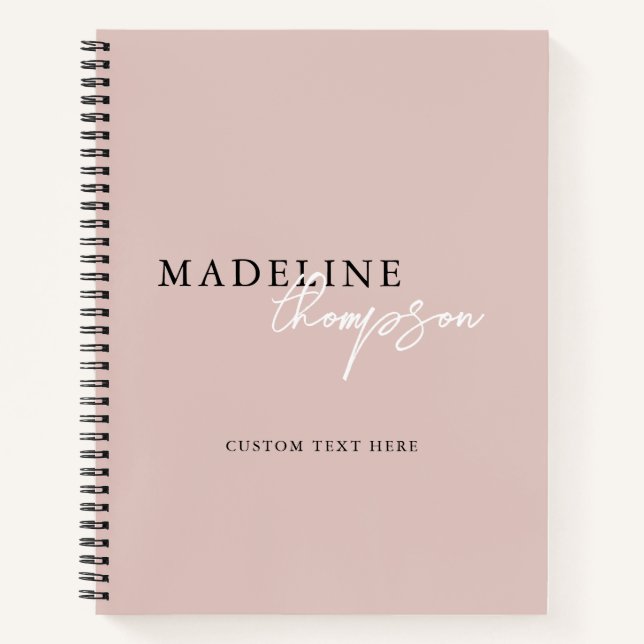 Chic Pale Pink Beige Script Typography Notebook (Front)